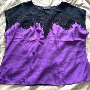 Lane Bryant Black and Purple Embellished Boxy Blouse